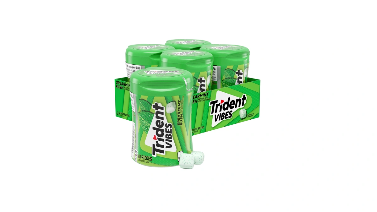 Trident Vibes Spearmint Rush Sugar-free Chewing Gum, 4 Bottles Of