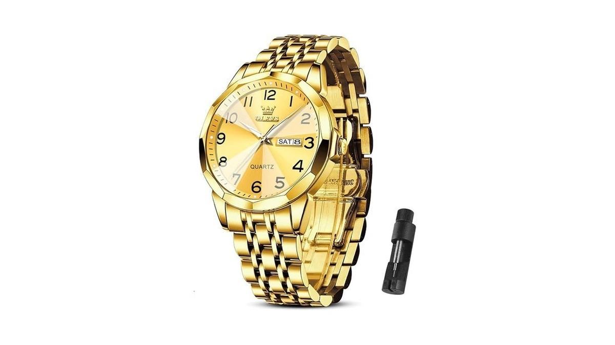 Olevs Gold Watch For Men Big Dial Men Luxury Watch