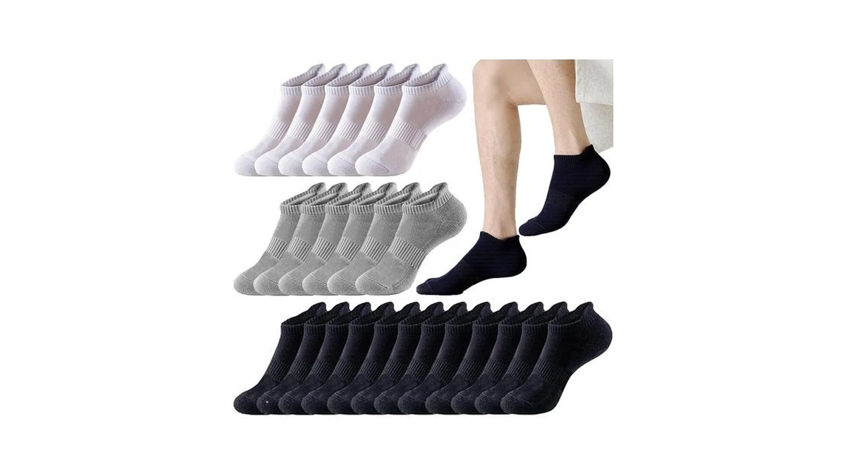 Looknniy 12 Pairs Athletic Ankle Socks For Men Breathable Low