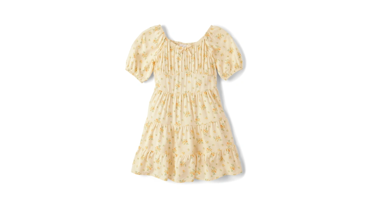 The Children's Place,girls,casual Tiered Dress,short Sleevevanilla Wafer,x-small