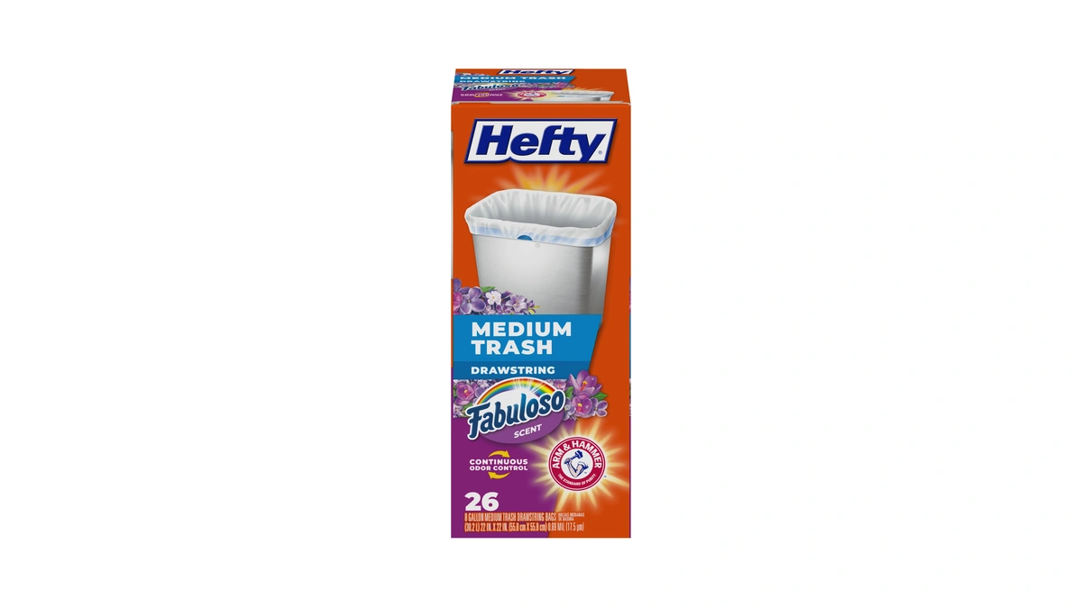 Hefty Medium Trash Bags, Fabuloso Scent, 8 Gallon, 26 Count