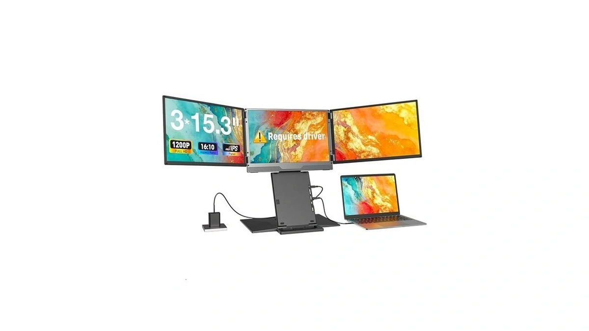 Uk Bonitoys Quad Laptop Screen Extender, 15.3" 1200p Fhd Quad
