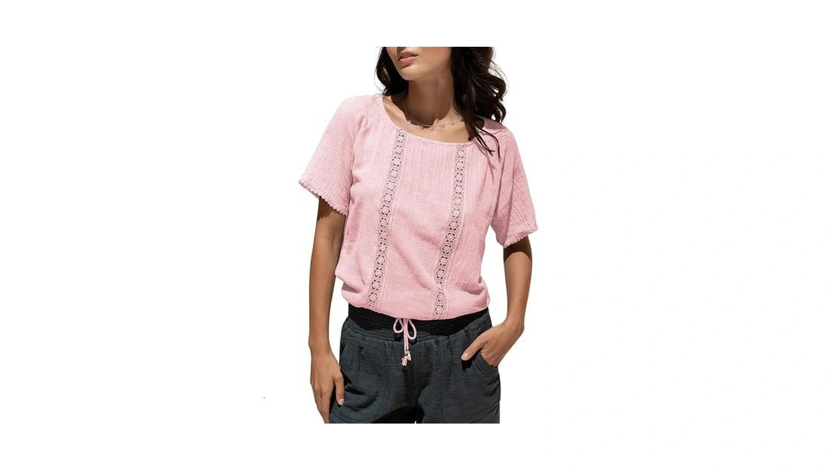 Qibabu Summer Tops For Women Casual Short Sleeve Round Neck