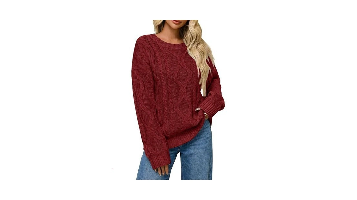 Lagracia Women’s Oversized Cable Knit Sweaters Long Sleeve Pullover Crew