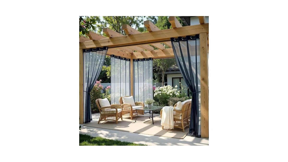 Miulee Outdoor Curtain For Patio Waterproof, 4 Panels 54 X
