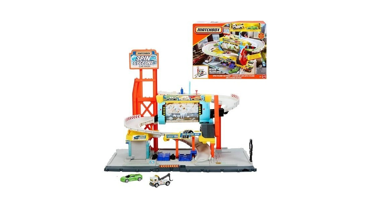 Matchbox Toy Car Track Set, Spin Cyclone Car Wash Playset