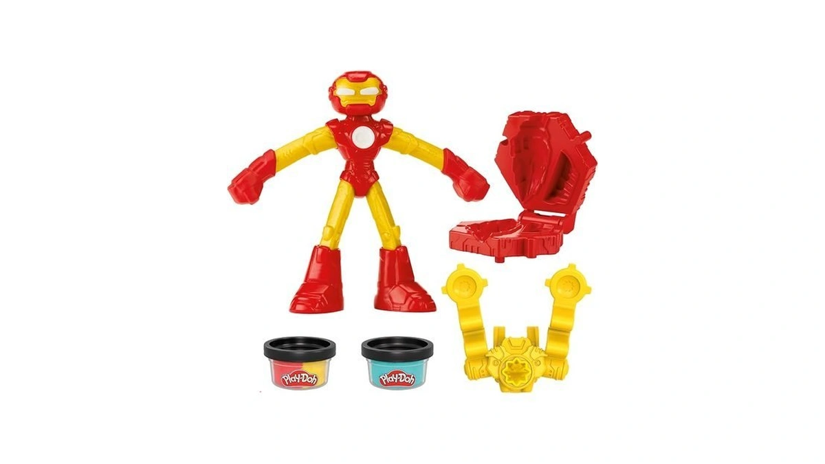 Play-doh Marvel Iron Man Blast Launcher With Bendy Action Figure,