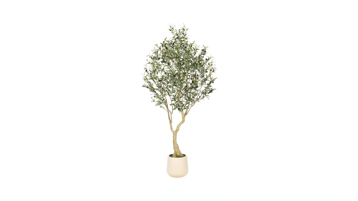 Realead 6ft Artificial Olive Tree With Tall Exquisite Planter -