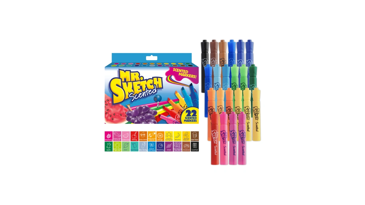 Mr. Sketch Scented Markers, Chisel Tip, Assorted Colors, 22 Count
