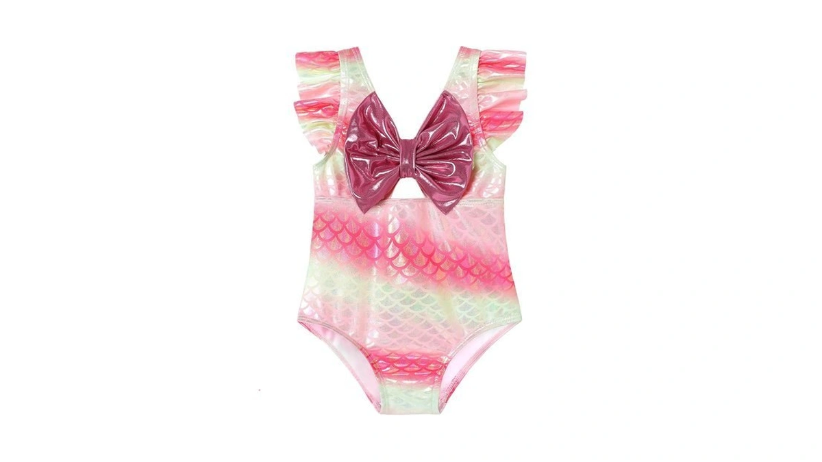 Ghteas Toddler Short Sleeve One Piece Ruffle Swimsuit For Toddler