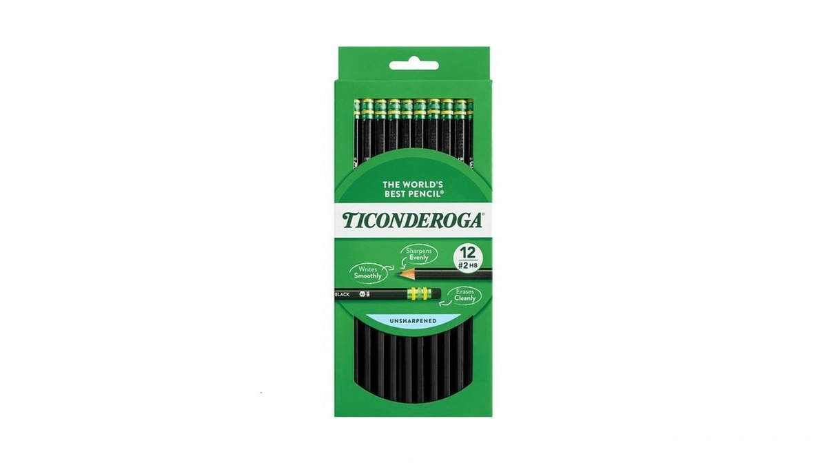 Ticonderoga Wood-cased Pencils, Unsharpened, #2 Hb Soft, Black, 12 Count
