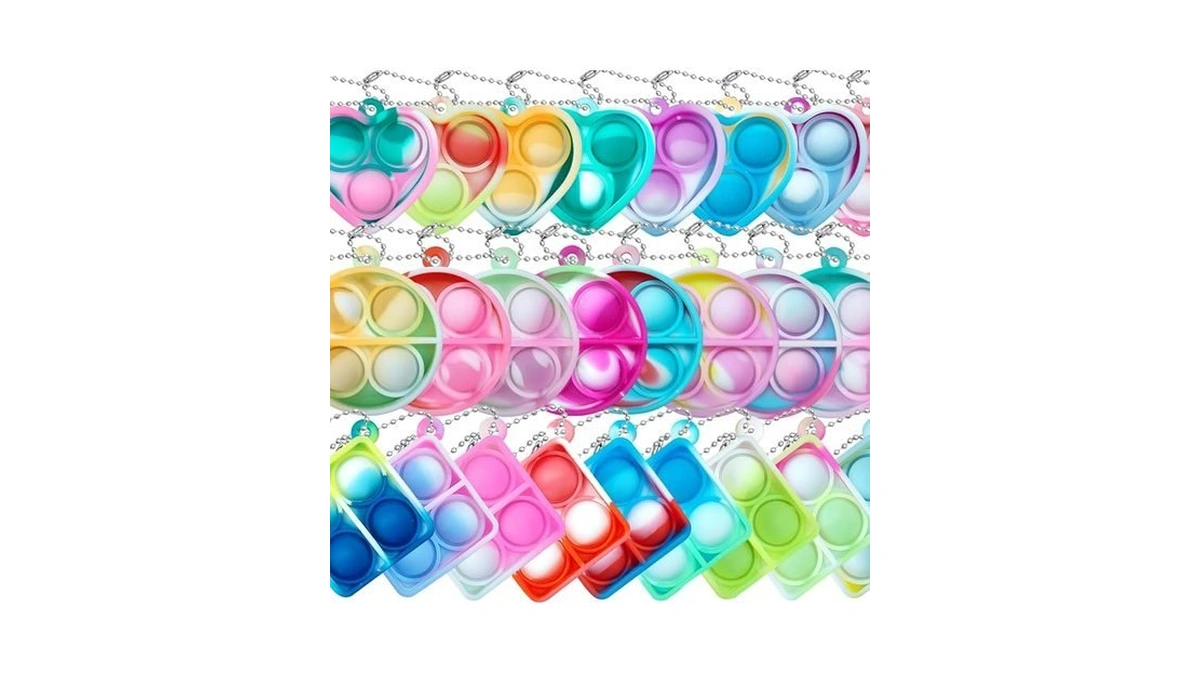 Onkull Pop Fidget Keychain 30 Pack ,mini Fidget Toys Bulk