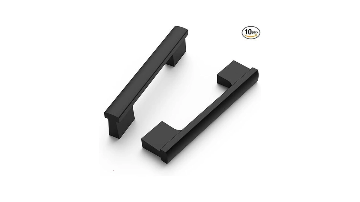Romatee 10 Pack 3.75 Inch(96mm) Cabinet Pull Matte Black Kitchen
