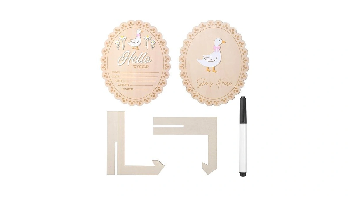 Hadnves 2 Pcs Baby Announcement Sign Newborn Name Date Time