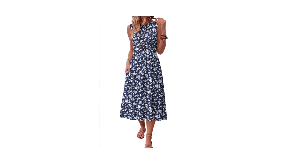 Hotouch Ladies Summer Dresses Sleeveless Women's Dress Casual Flowy A-line