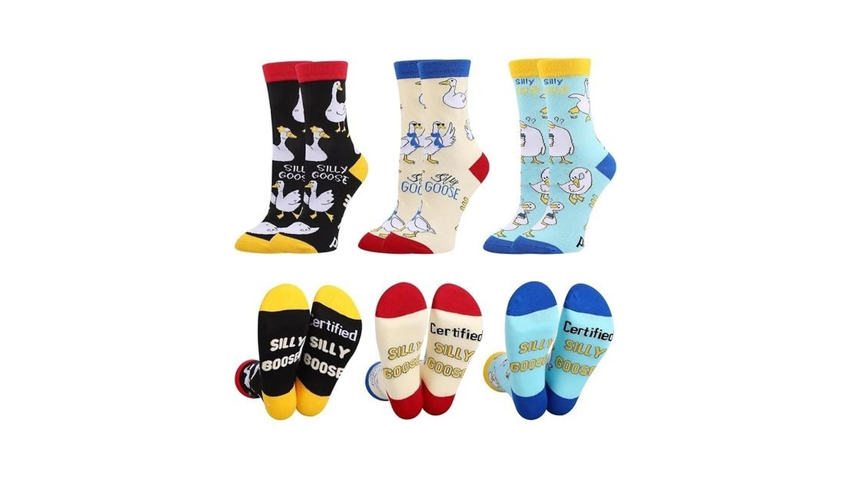 Scenicamp 3 Pairs Silly Goose Theme Novelty Socks For Women