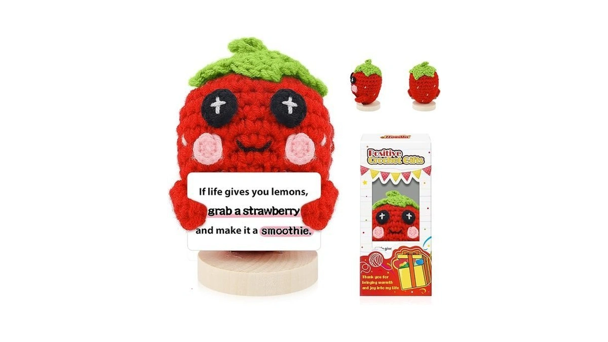 Hoedia Positive Crochet Strawberry Gifts For Women Men: Birthday Inspirational