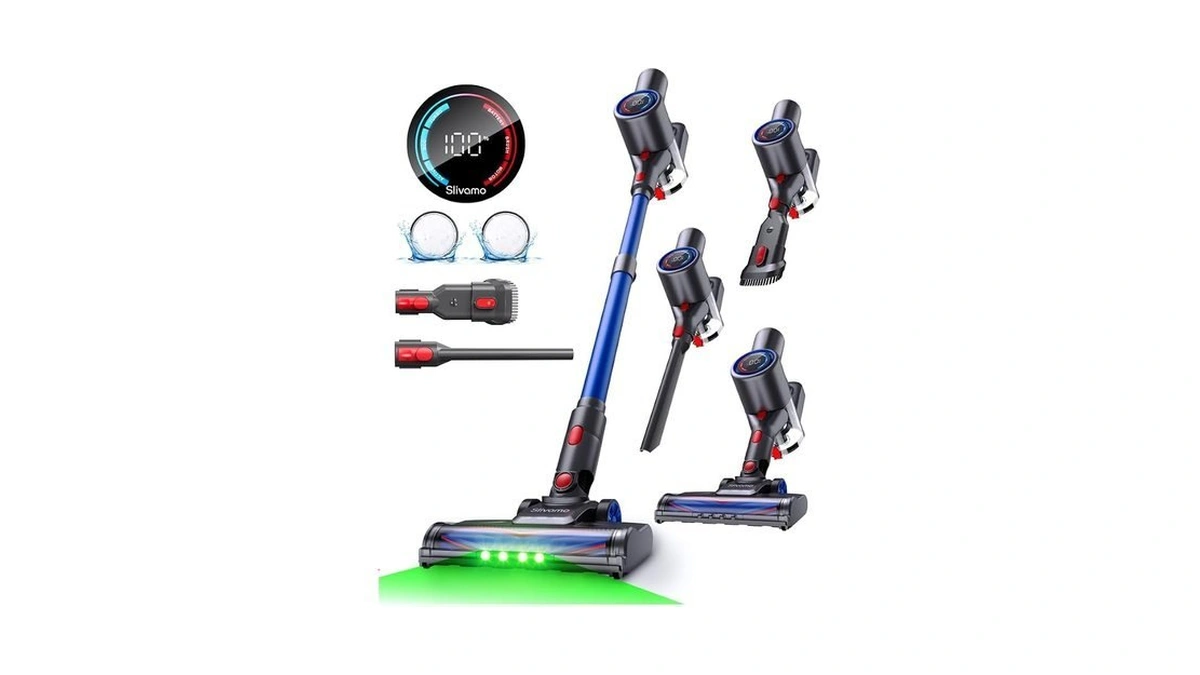 Slivamo S10 Cordless Vacuum Cleaner, 40kpa/500w/45mins, Led Display, 8-in-1 Lightweight