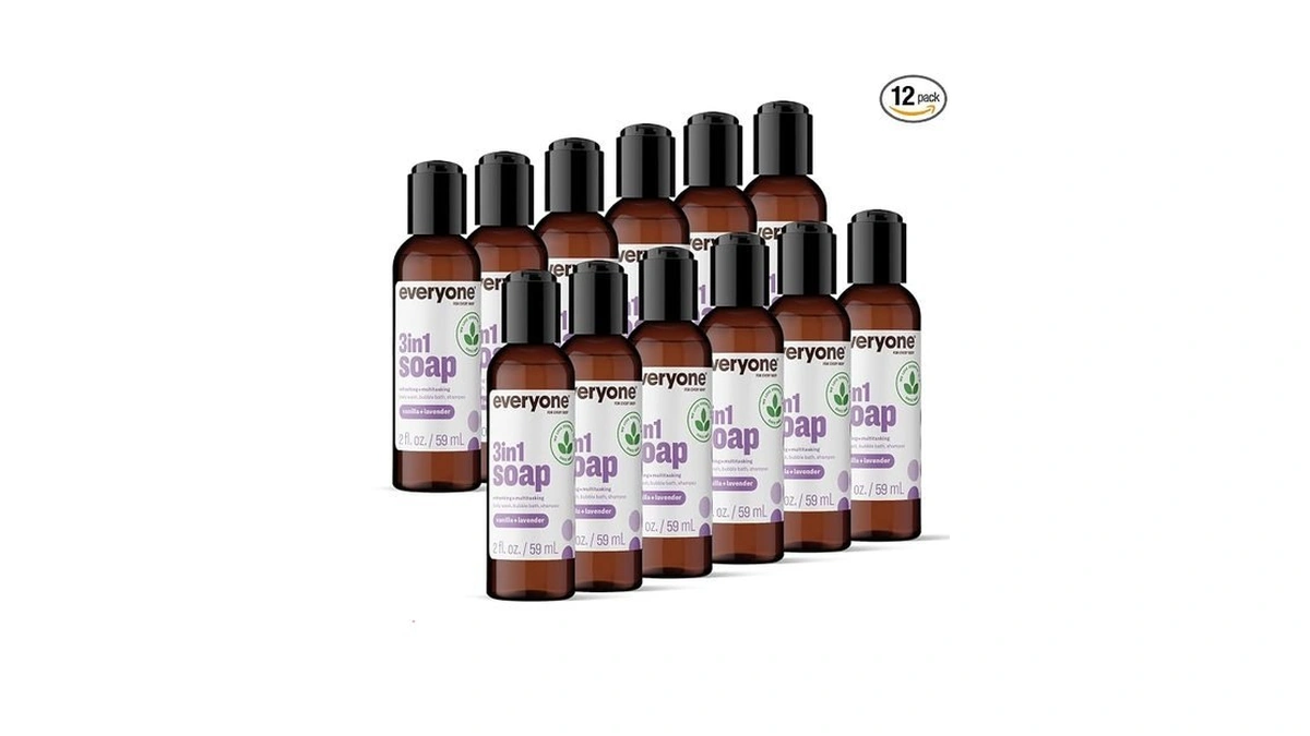 Everyone 3-in-1 Soap Body Wash, Bubble Bath, Shampoo, Travel Size,
