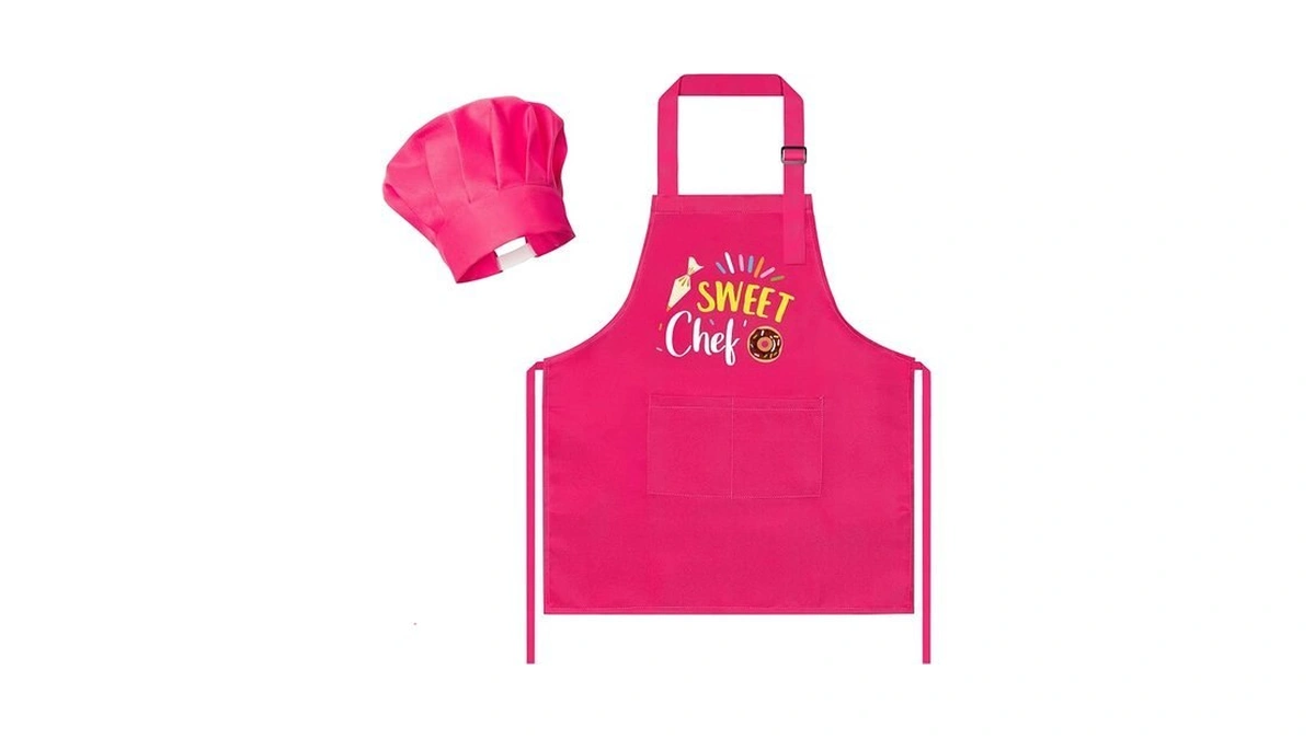 R Horse 2pcs Kid Apron And Chef Hat Set, Rose