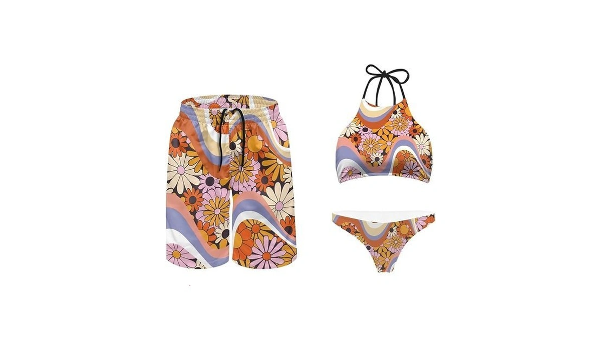 Keiahuan Couple Swimwear Matching Set His And Hers Matching Swimsuit