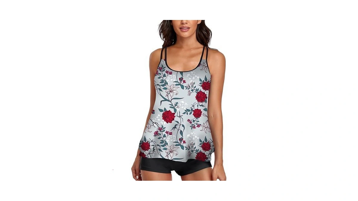 Uniqweto Tummy Control Tankini Swimsuits For Women's 2 Piece Bikini