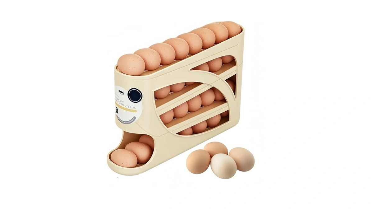 Automatic Egg Dispenser For Refrigerator, 4-tier Rolling Egg Holder, Space-saving