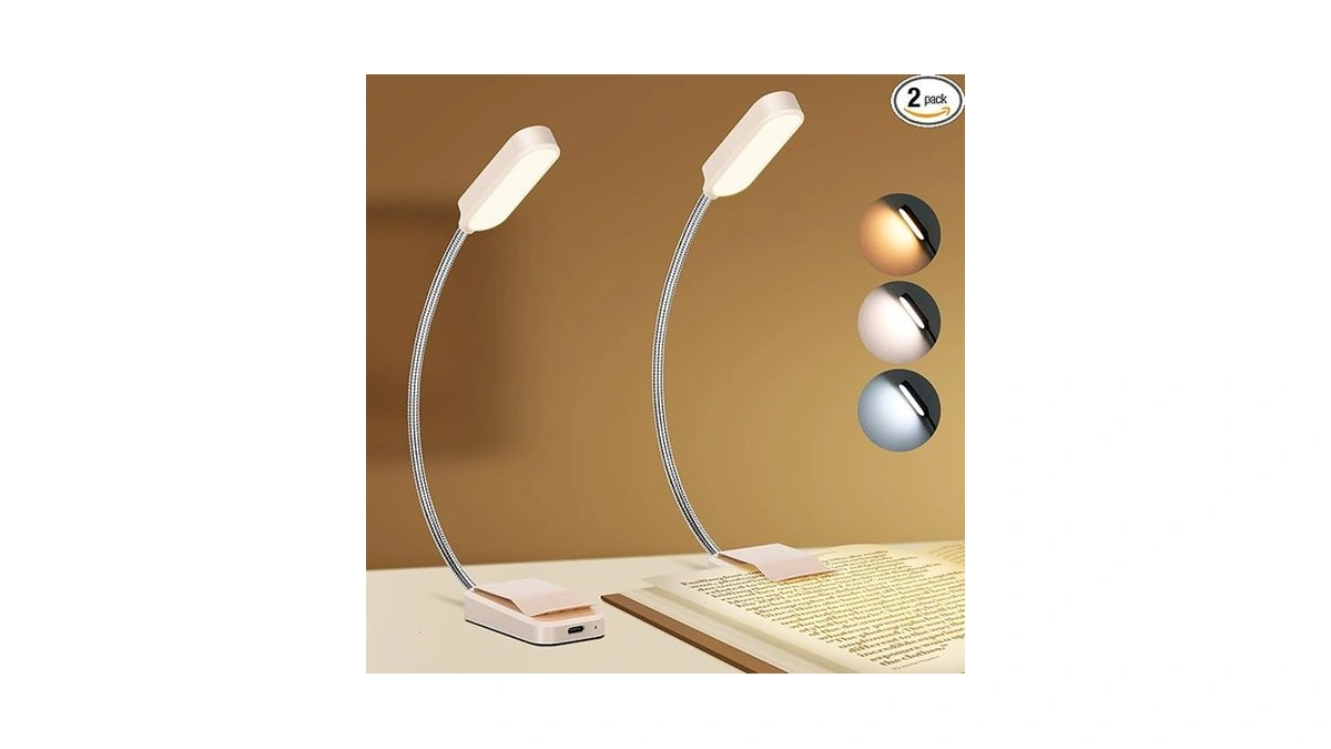 Book Light 2 Pack, Rechargeable Reading Lights For Books In