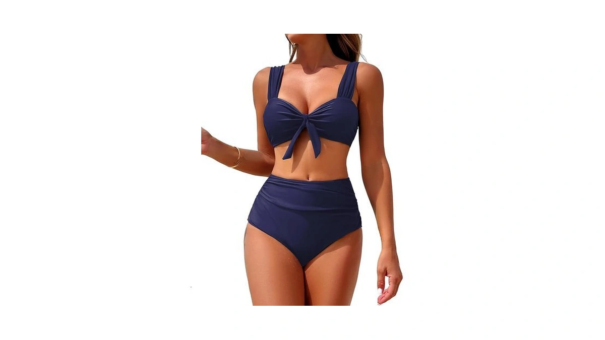 Zaful Womens High Waisted Bikini Set Tie Knot Vintage High