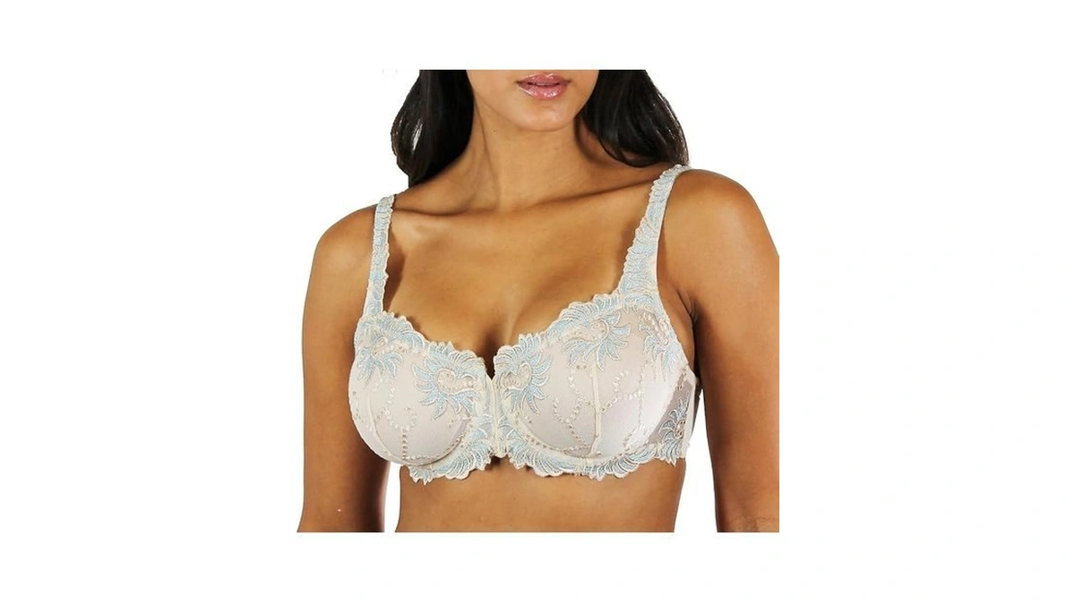 Lunaire Sevilla Scroll Embroidered Semi Demi Underwire,ivy/blue,48ddd