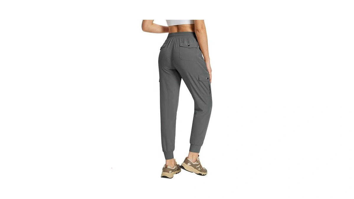 Kwz Women's Hiking Pants Lightweight Cargo Joggers 25.5" Grey M