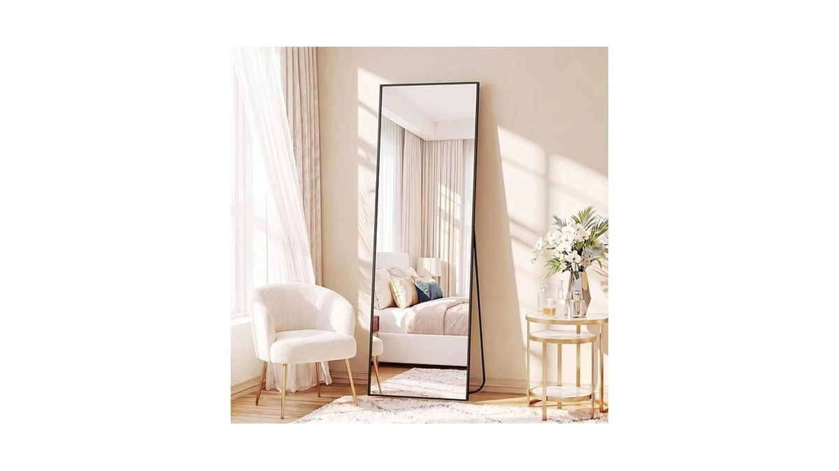 Sweetcrispy 56"x15" Full Length Mirror, Standing Full Body Mirror, Gold|aluminum