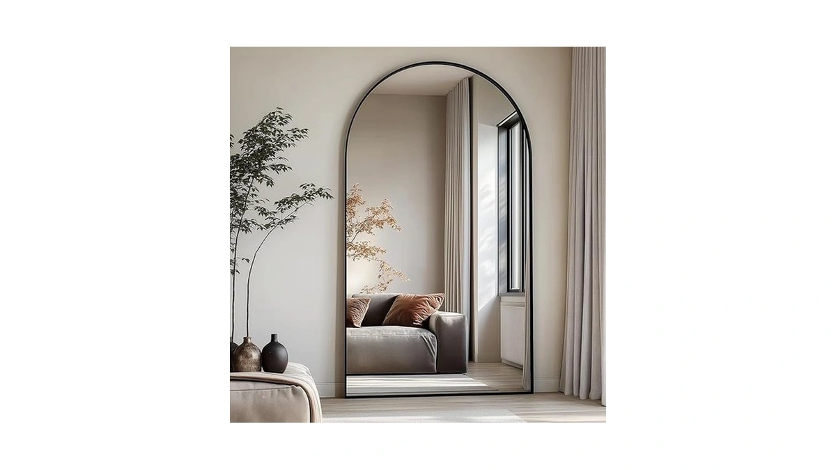 Dewfig Arched Full Length Mirror, 76"x34" Large Floor Mirror, Full