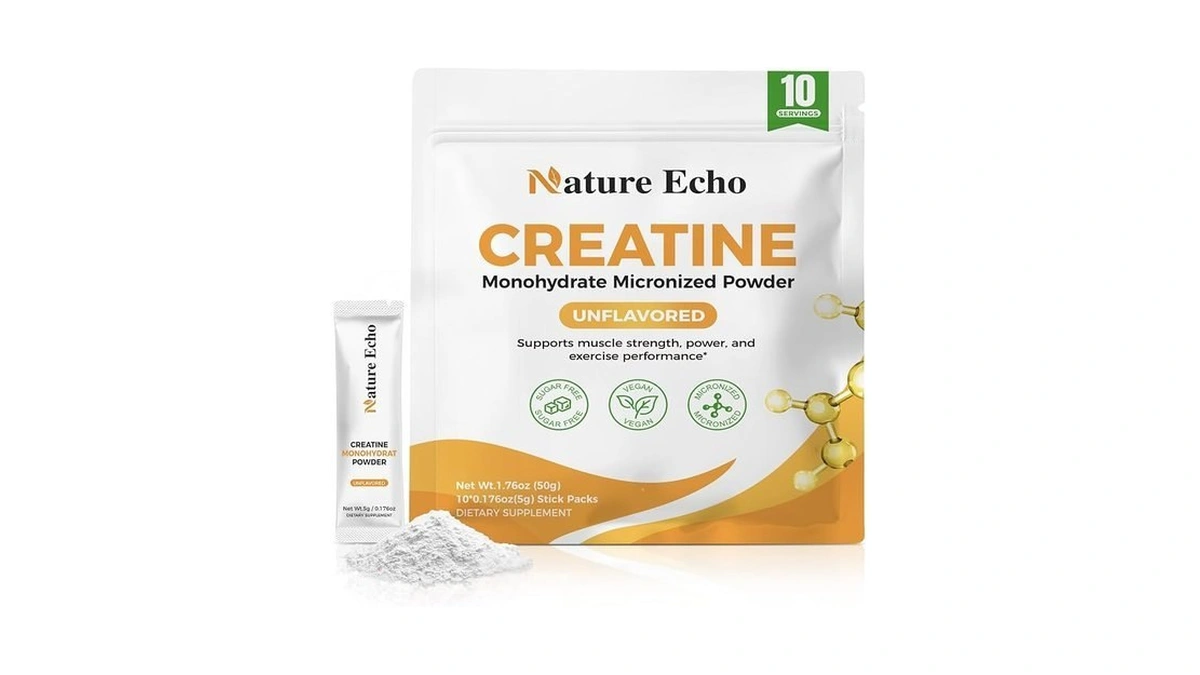 Nature Echo Creatine Monohydrate Micronized Powder - 10 Single-serve Travel