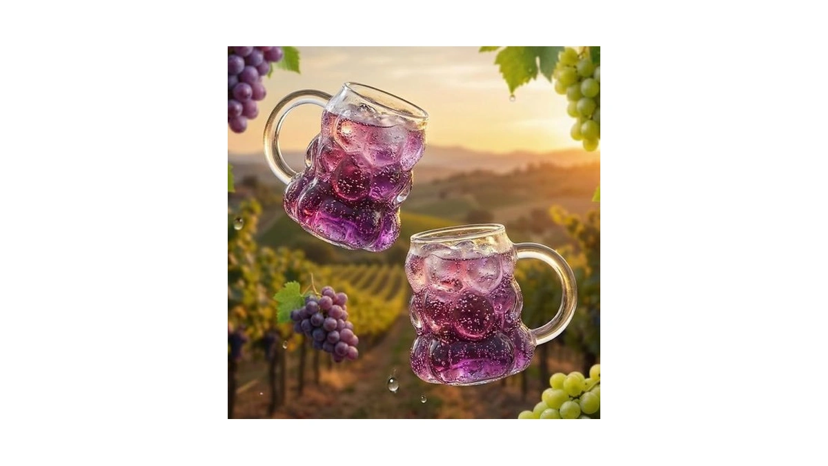 2pcs Crystal Clear Glass Bubble Cups: 12oz Light Weight Drinking