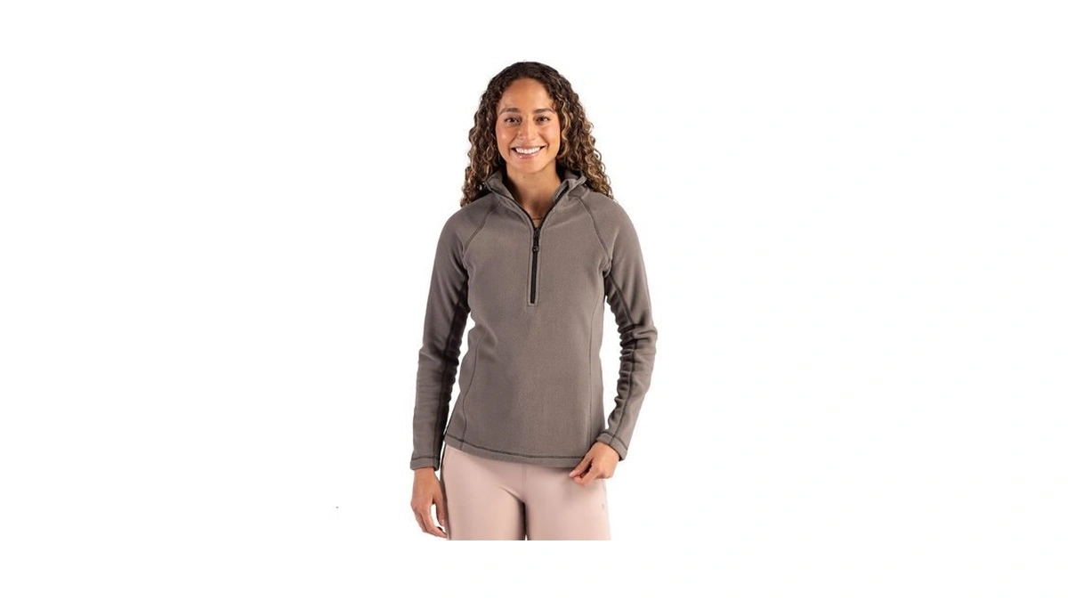 Clique Powder Recycled Fleece Womens Half Zip Hooded Pullover, Pure