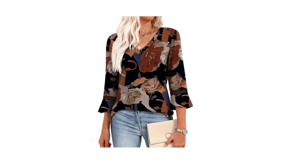 Summer Tops For Women 3/4 Length Puff Sleeve Soft Tshirts