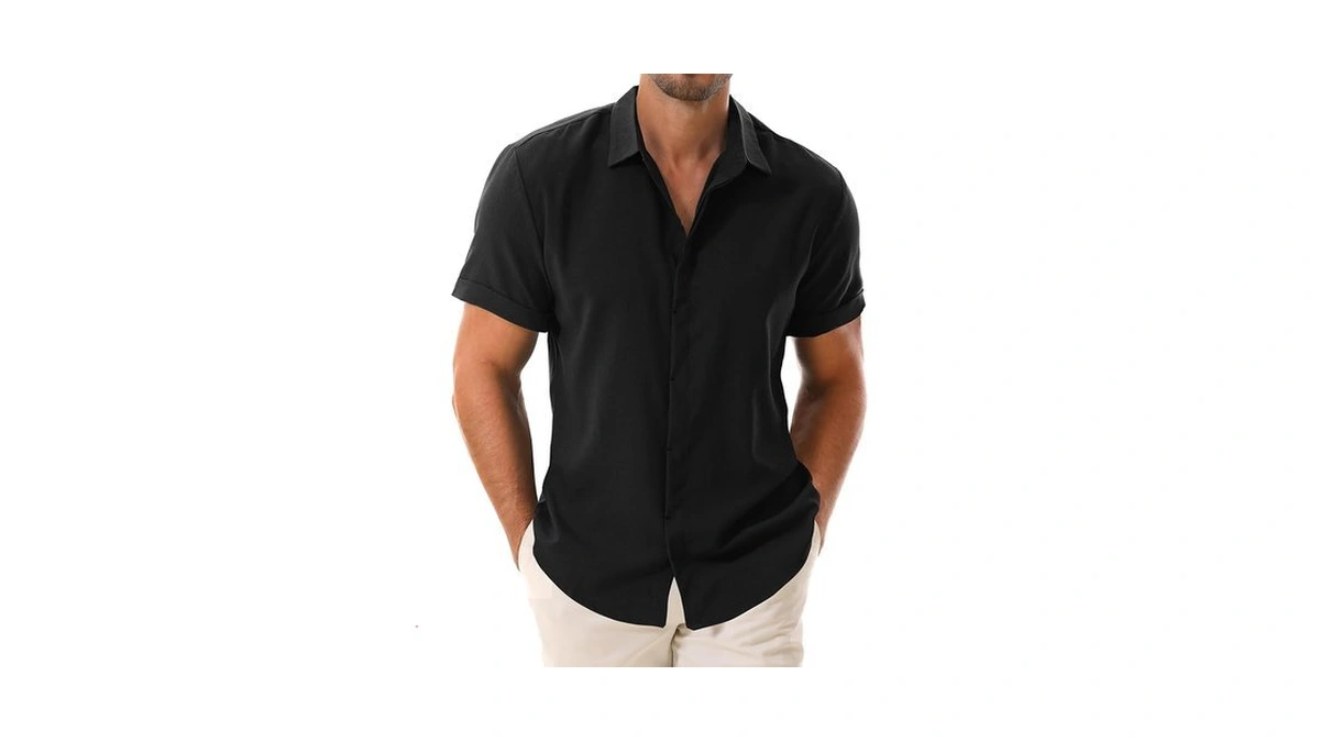 Drazivon Men's Linen Shirts Short Sleeve Button Down Shirts For