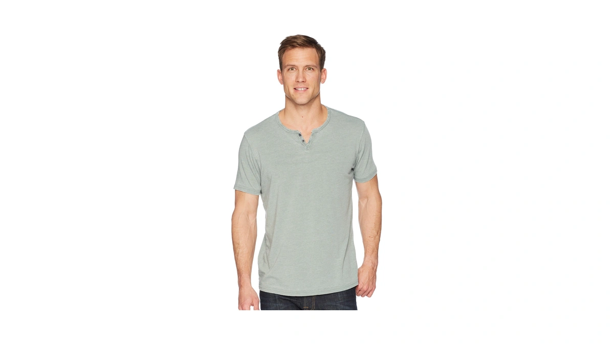 Lucky Brand Burnout Button Notch Shirt Laurel Wreath Lg