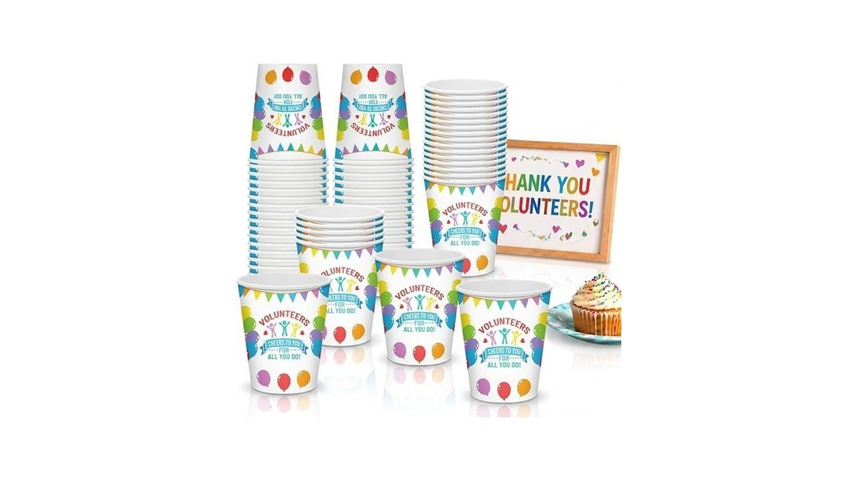 Potchen 100 Pcs Volunteer Appreciation Party Decoration 9 Oz Thank