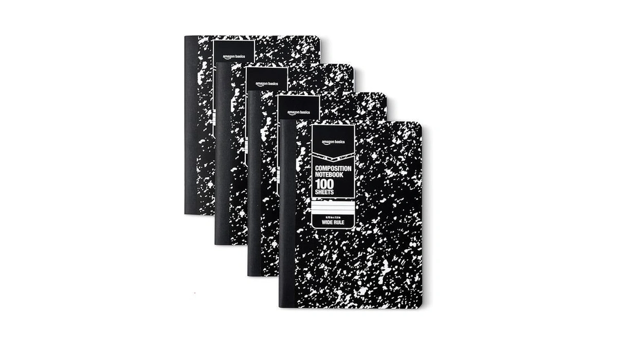 Amazon Basics Composition Notebook, Wide Ruled, 100 Sheets, 9.75" X