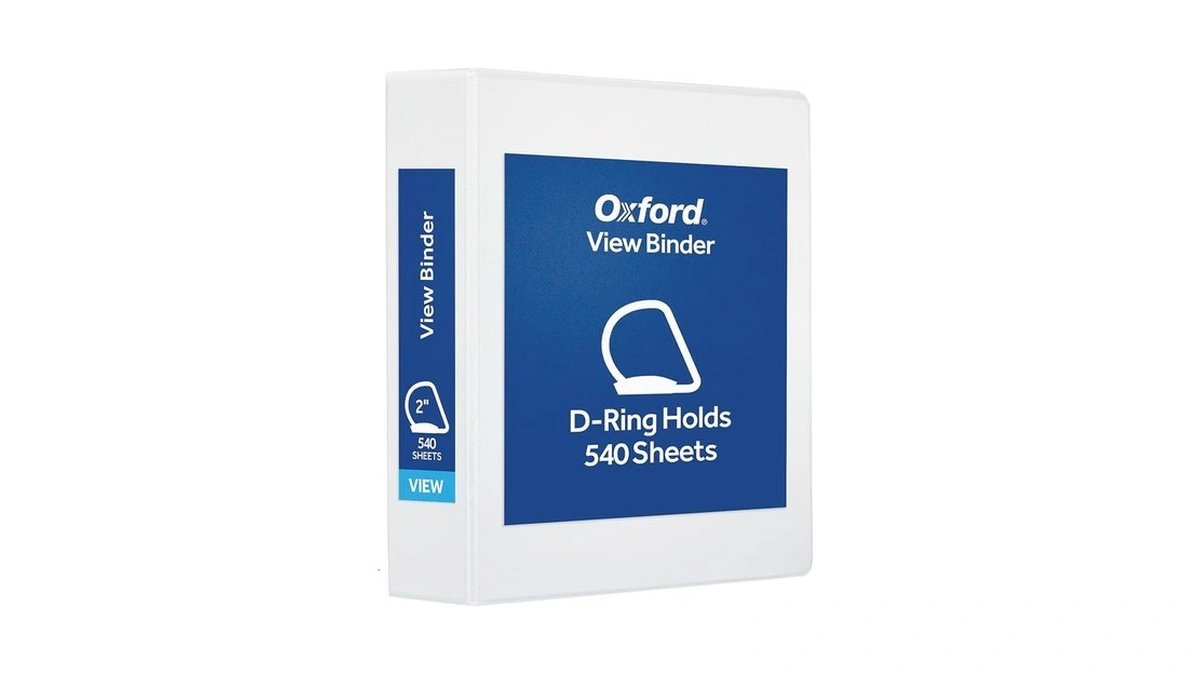 Oxford 2 Inch 3 Ring Binder, D-ring View With Xtralife