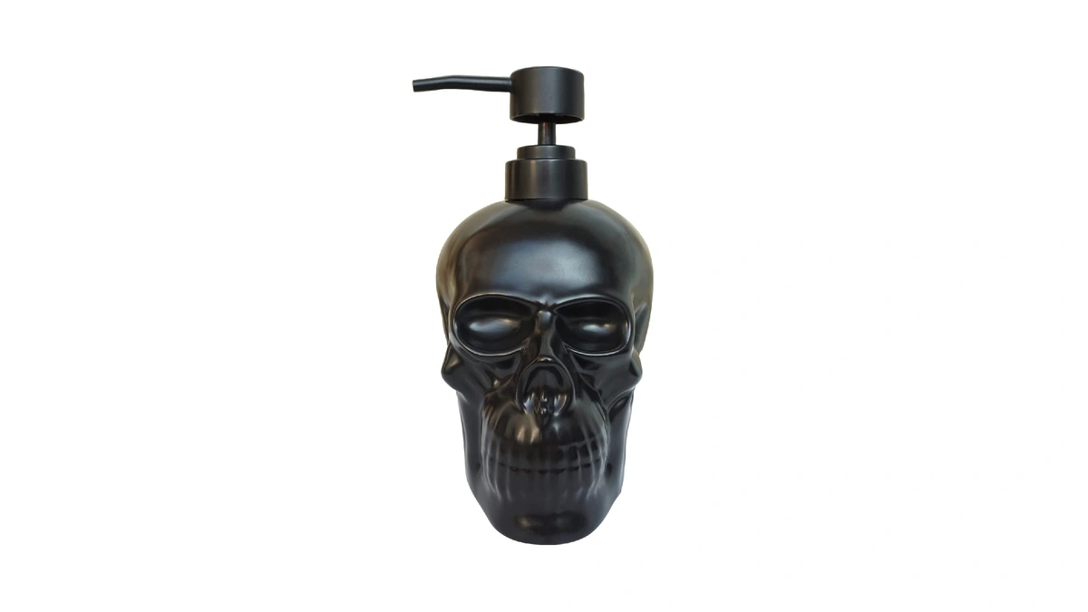 Caahanjia Ceramic Skull Soap Dispenser, Refillable Halloween Liquid Hand Soap