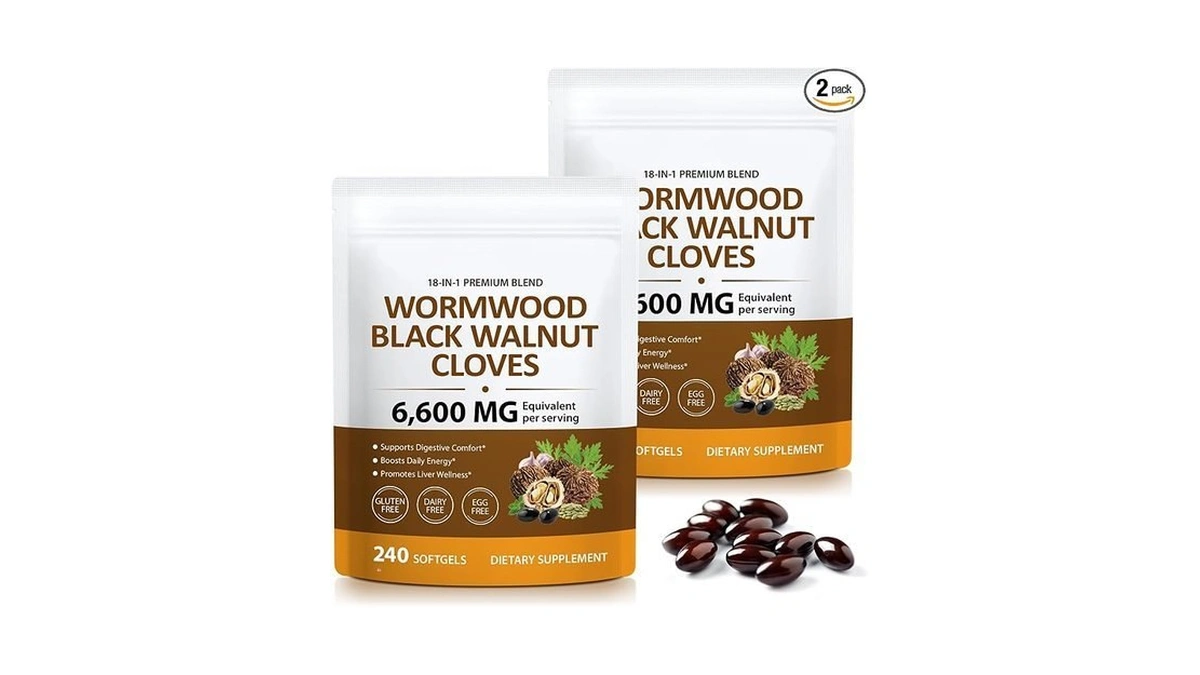 Uxenphxf 18-in-1 Wormwood Black Walnut Clove Herbal Softgels, Rapid Gut