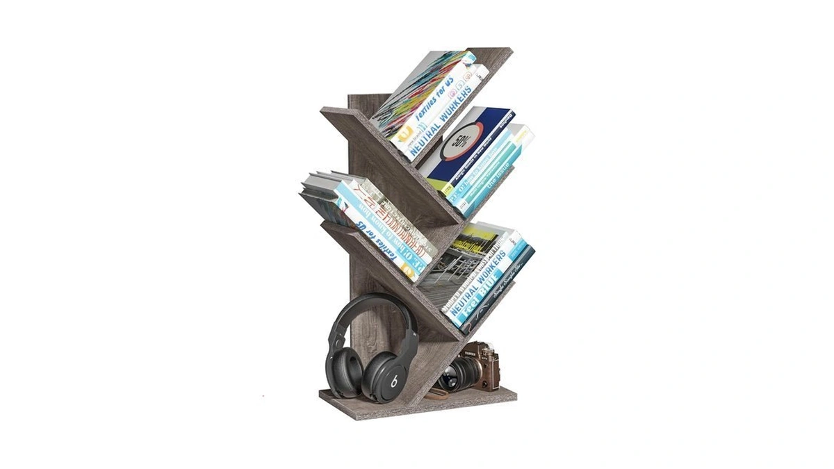Sheepam 5 Tier Tree Book Shelf, Small Desktop Bookshelf With