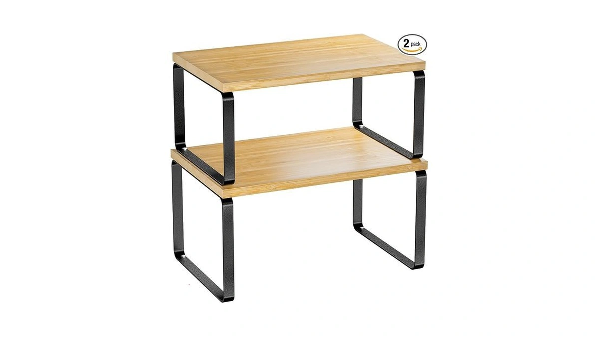 Simple Trending Bamboo Cabinet Organizer Shelf, Set Of 2 Kitchen