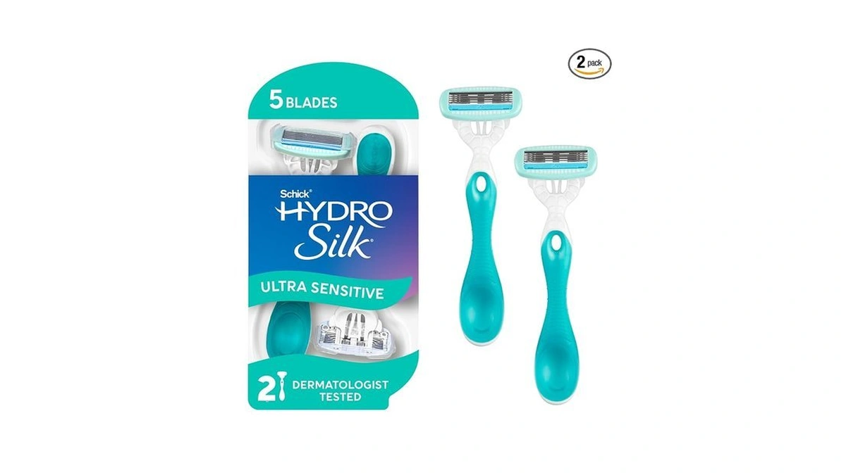 Schick Hydro Silk Sensitive Womens Disposable Razors, 2 Count, 5-blade