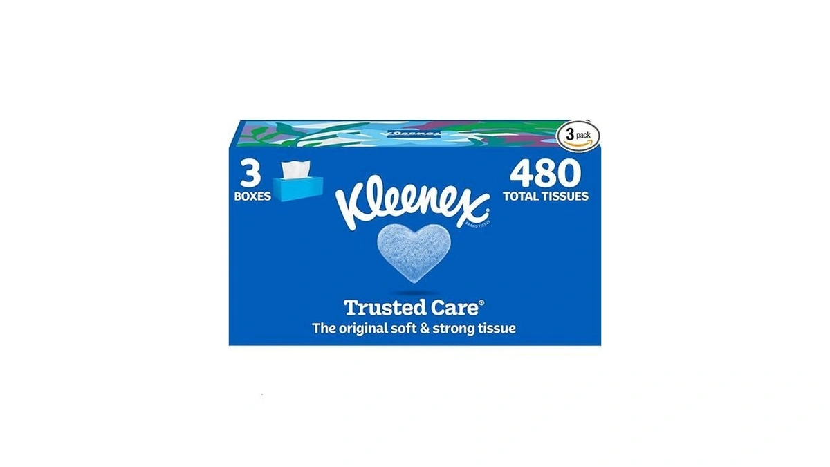 Kleenex Trusted Care Facial Tissues, 3 Flat Boxes, 160 Tissues