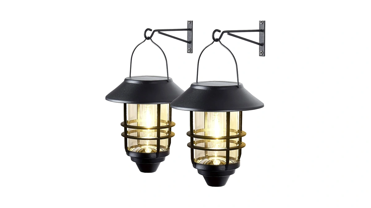 2 Pack Solar Lanterns Outdoor, Hanging Solar Lights For Outside