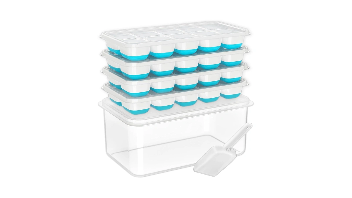 Doqaus Ice Cube Tray With Lid And Bin - 4